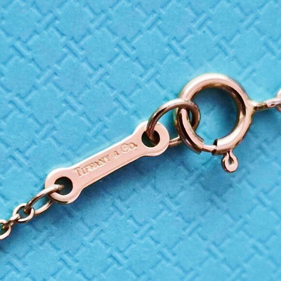 RARE Vintage Tiffany & Co. Elsa Peretti 9 Diamonds Open Heart 18k Necklace 16” - Picture 6 of 9